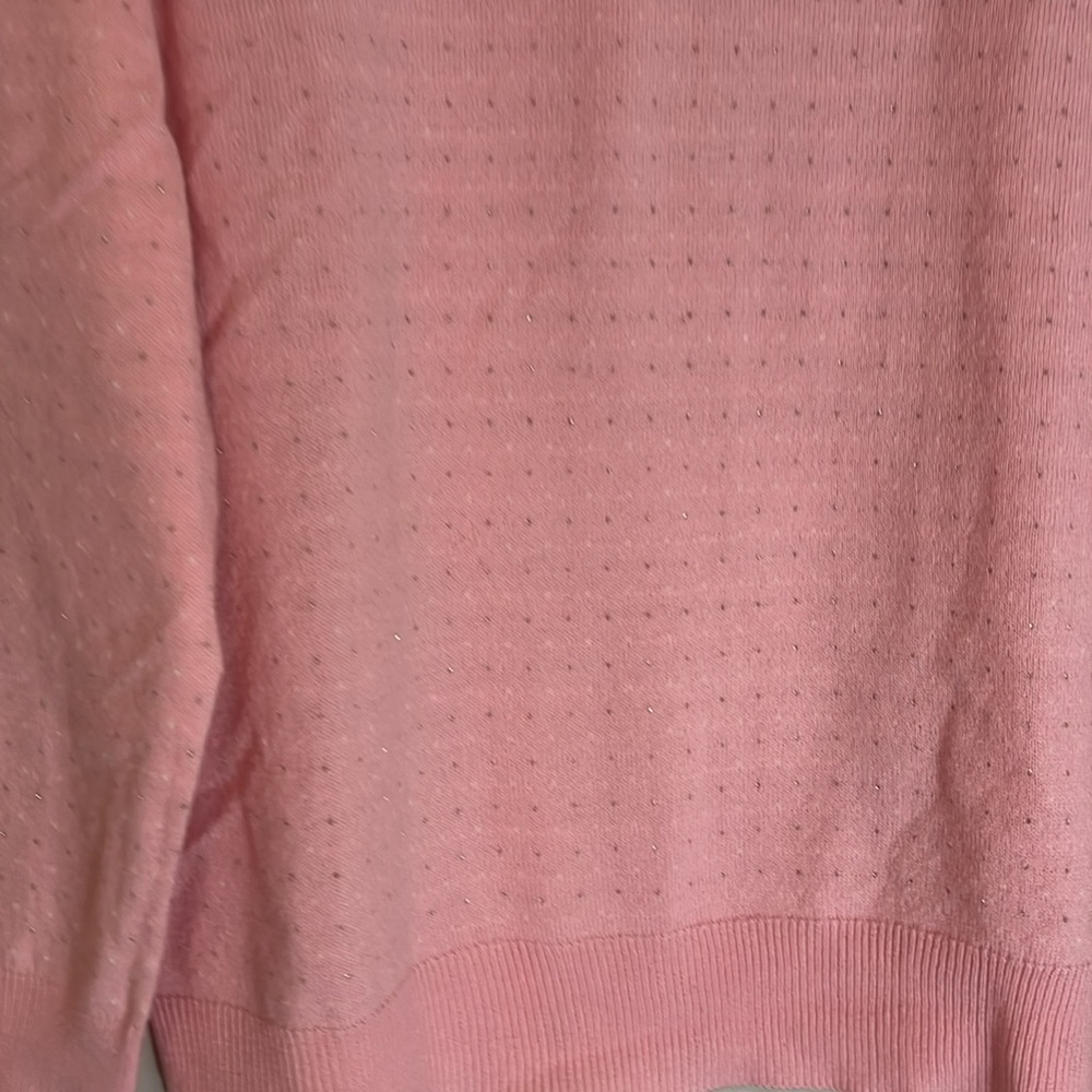 Basic Editions Pink Sweater- Gold Sparkle details throughout Large - Picture 6 of 9